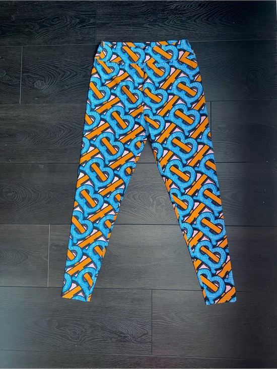 Burberry Pants - Burberry Blue & Orange Logo-Pattern Leggings